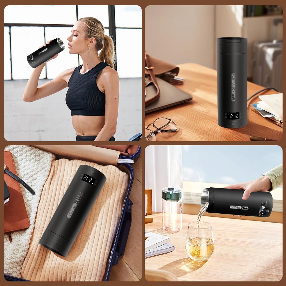 Portable travel Electric Kettle For Tea Coffee 500ml With 4 Temperature Control