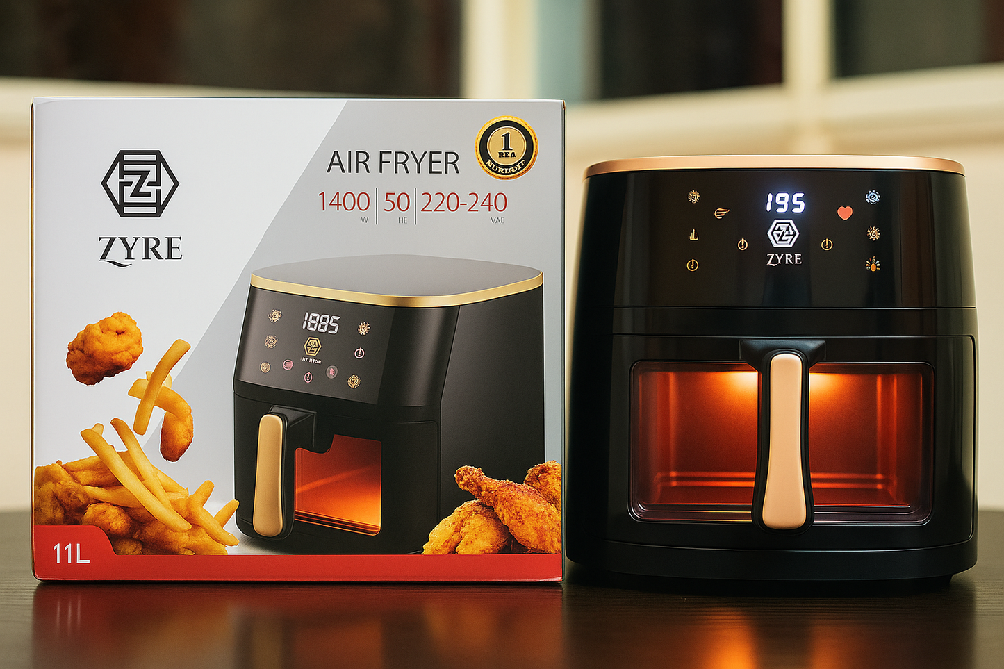 Zyre 11L Glass Window Electric Digital Touch Screen Air Fryer Oven